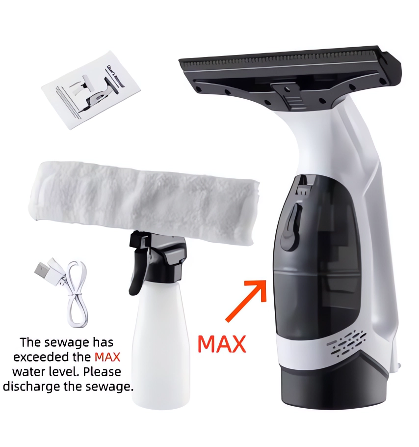 Multifunctional Electric Cordless Window Cleaner Machine, White Cordless Rechargeable Automatic Glass Cleaner, Portable