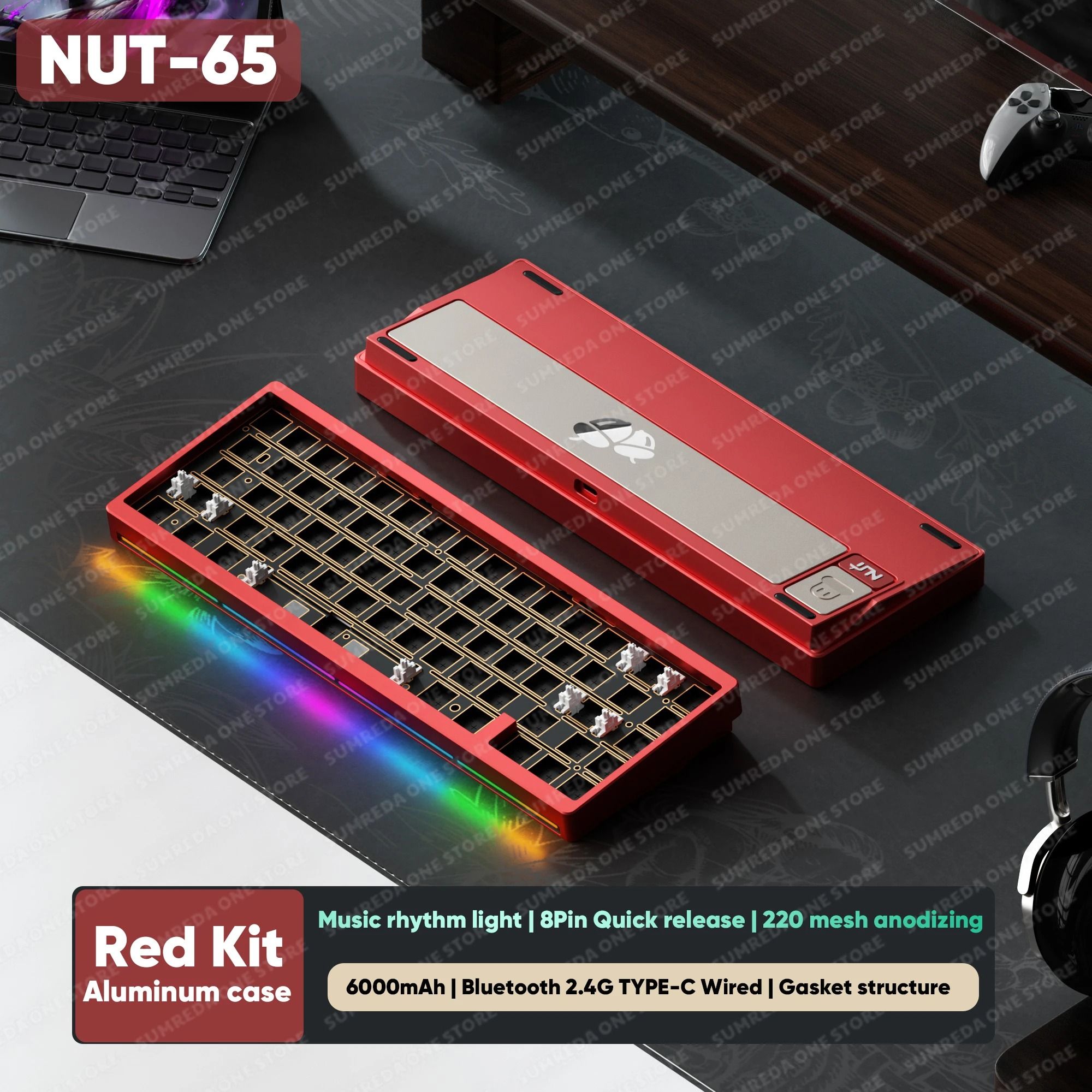 Lucky65 V2 65 Keys Mechanical Keyboard with Aluminum Case RGB Lighting and Hot Swappable Switches