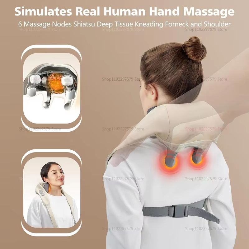 RelaxWave Wireless Neck & Shoulder Massager Shawl – Trapezius & Back Kneading Therapy