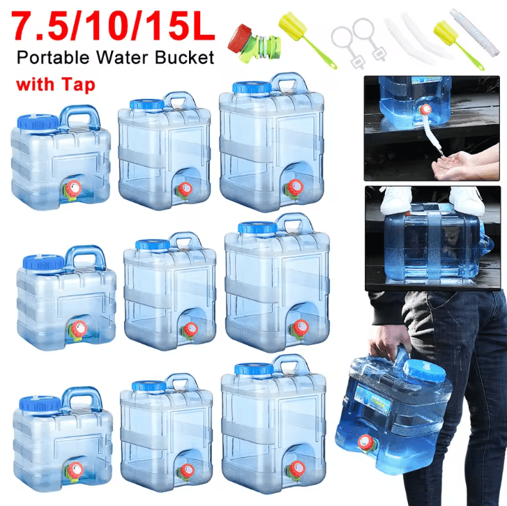 Portable Camping Water Container with Spigot – 7.5/10/15L Leakproof Drinking Water Storage Tank