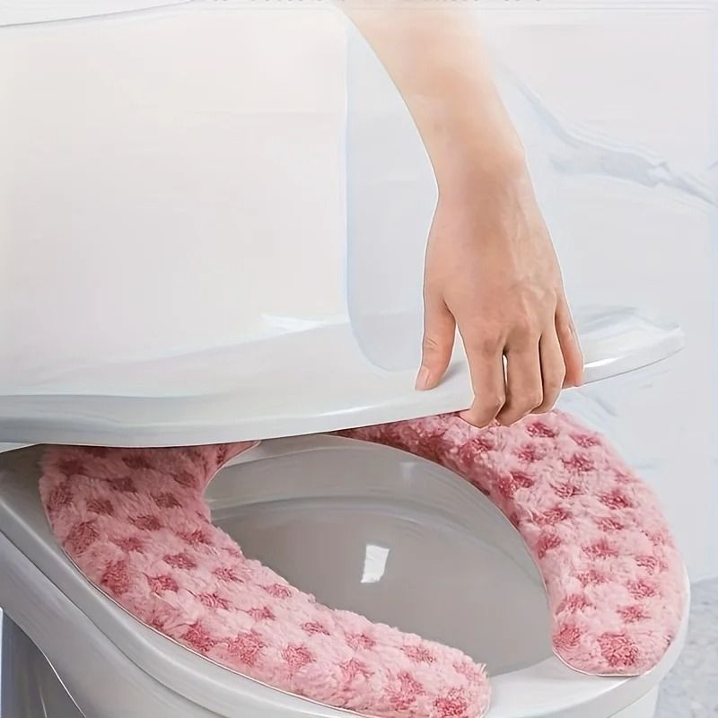 Soft Plush Toilet Seat Cushion Washable Non Slip Toilet Seat Cover
