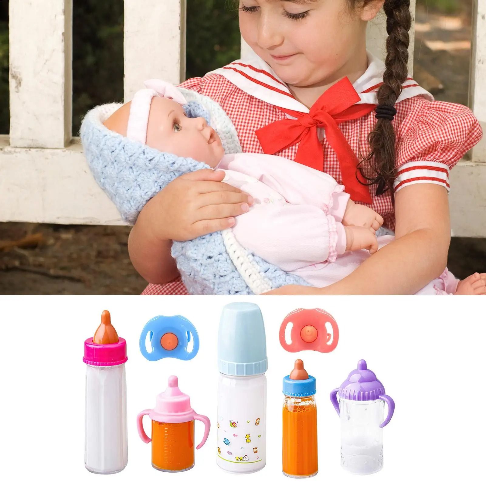 Baby Doll Nursing Play Bottles Set