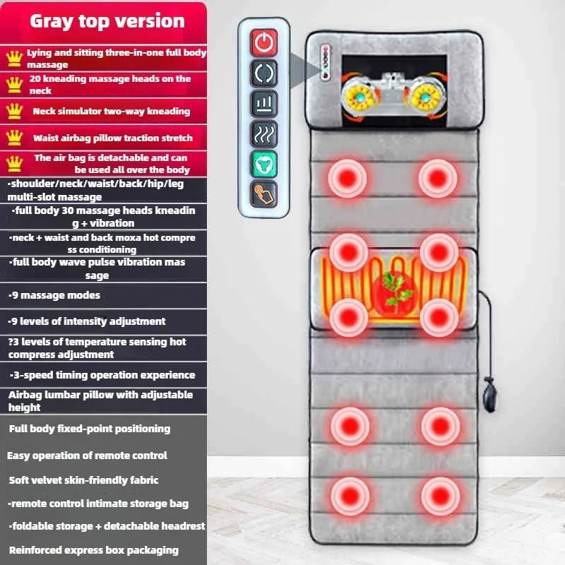 Electric Massage Mattress Full Body with Heating and Vibration Control