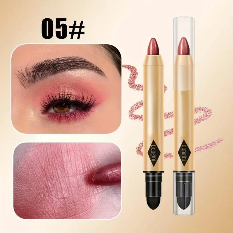 Metallic Double-head Eyeshadow, Diamond Shimmer Highlighter Stick, Ultra Pigmented Long Lasting Pencil