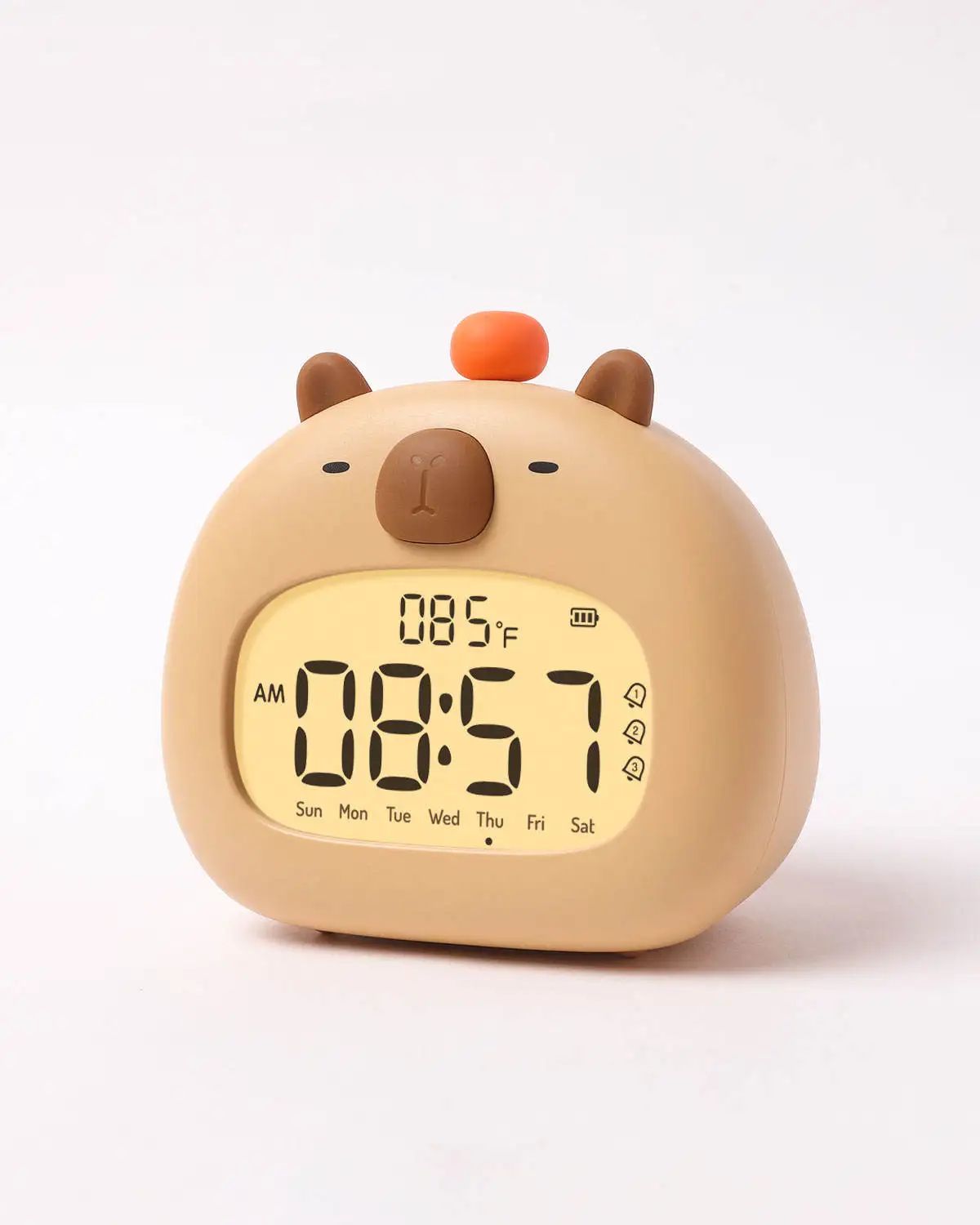 Cute Capybara Alarm Clock with Night Light & Timer – Kids Bedroom Multifunction Clock