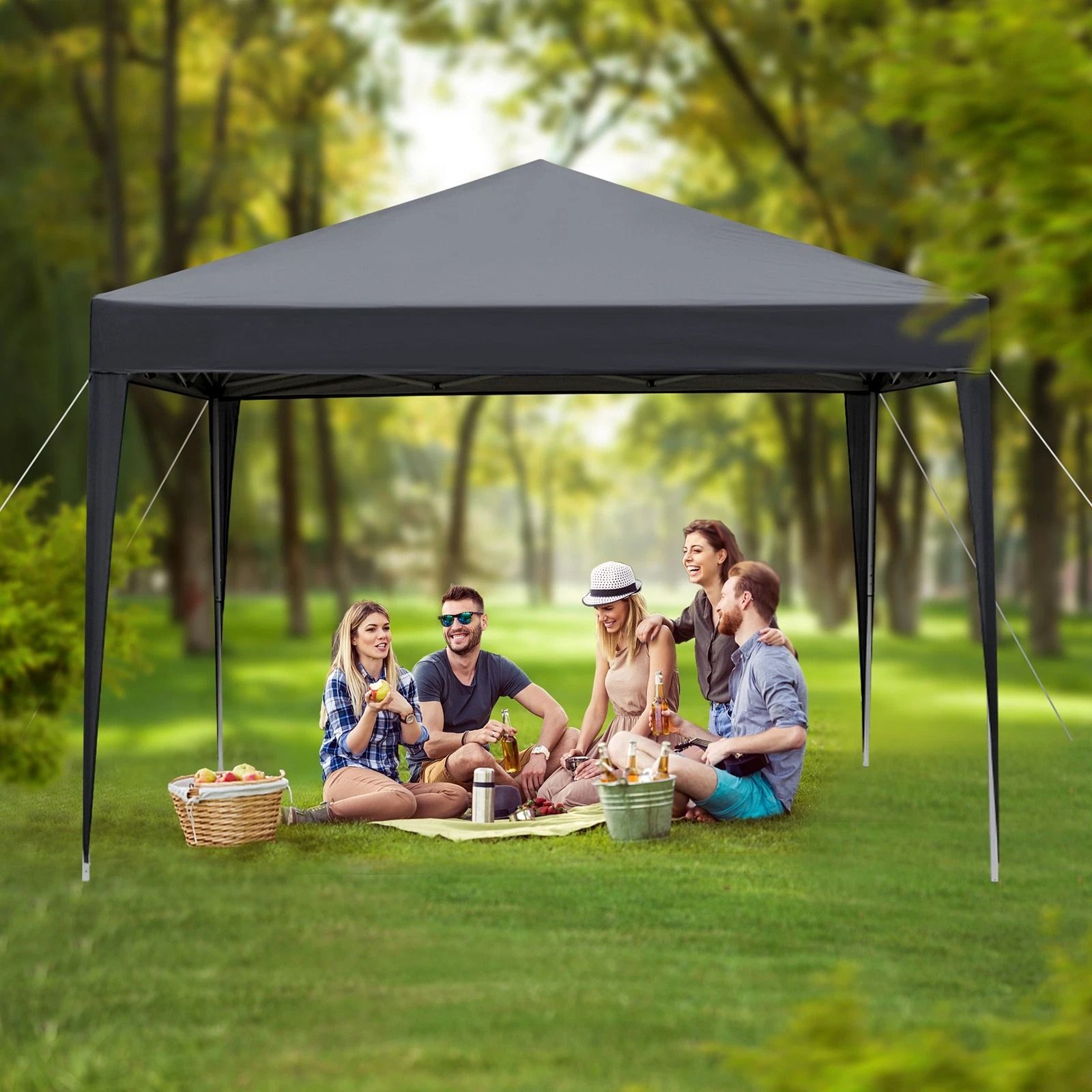 Pop Up Gazebo Canopy Party Tent with Carry Bag Portable Outdoor Shelter