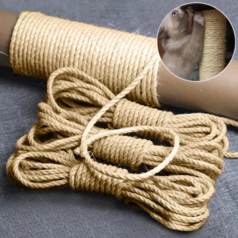 Natural Sisal Rope for Cat Tree, DIY Scratching Post Toy, Climbing Frame Replacement, Kitten Claw Scratch Furniture Rope