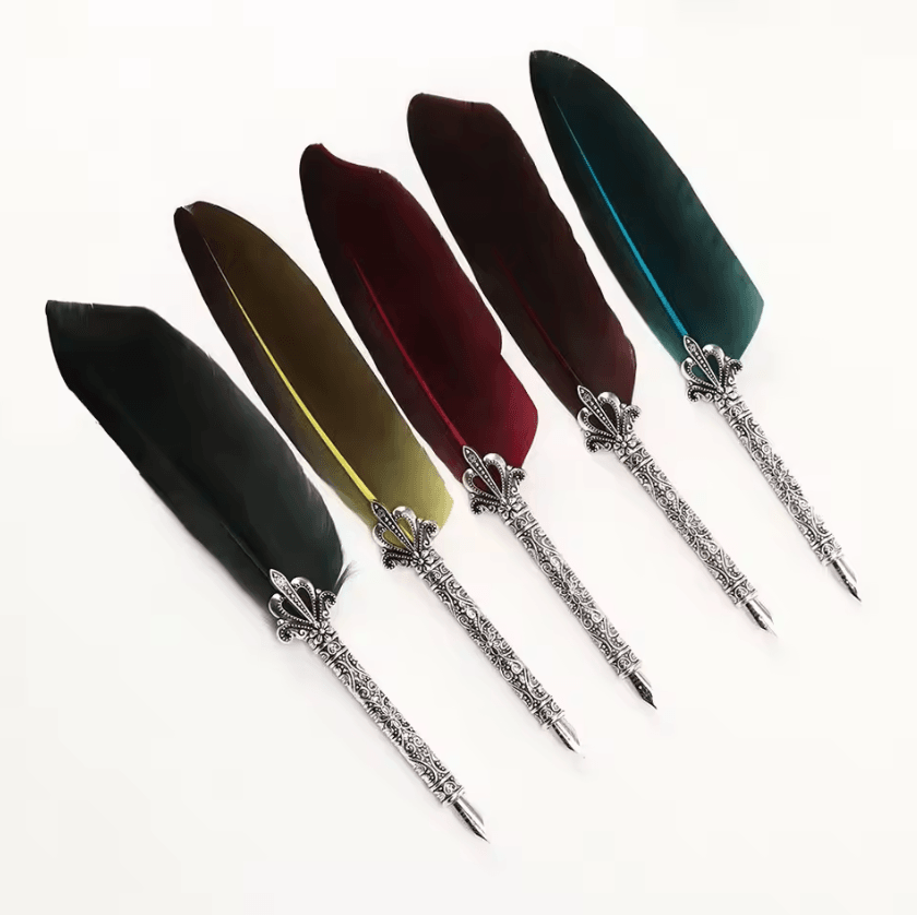 Luxury Vintage Feather Quill Pen Set with Gift Box – Calligraphy Signature Writing Kit