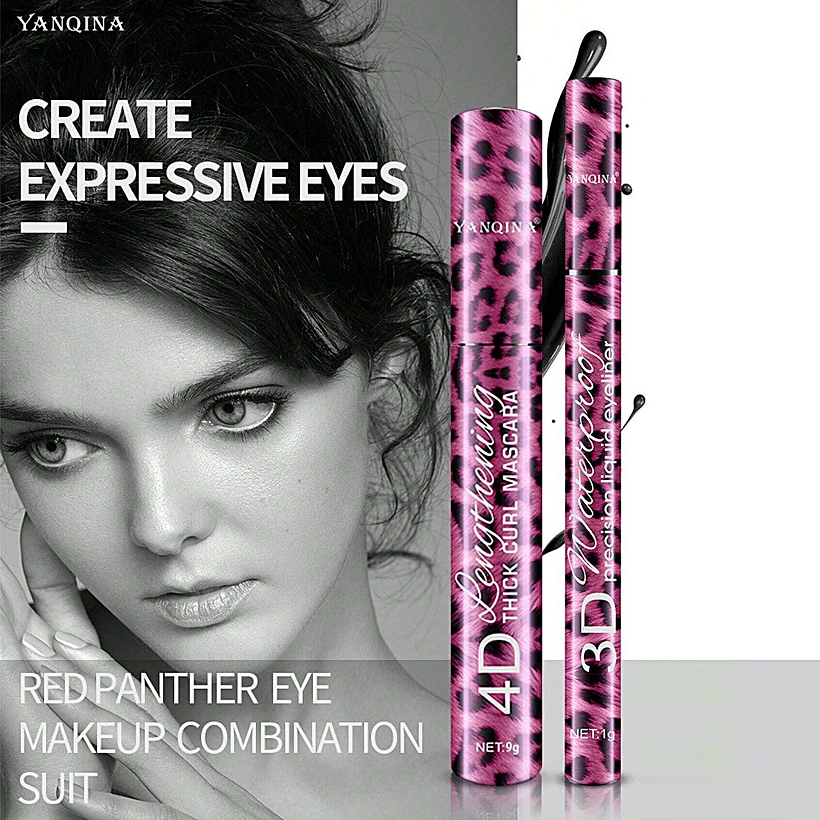 Waterproof Liquid Eyeliner Pencil 4D Mascara Set Cosmetics Curling Thick Eyebrow Pencil Eye Liner Makeup