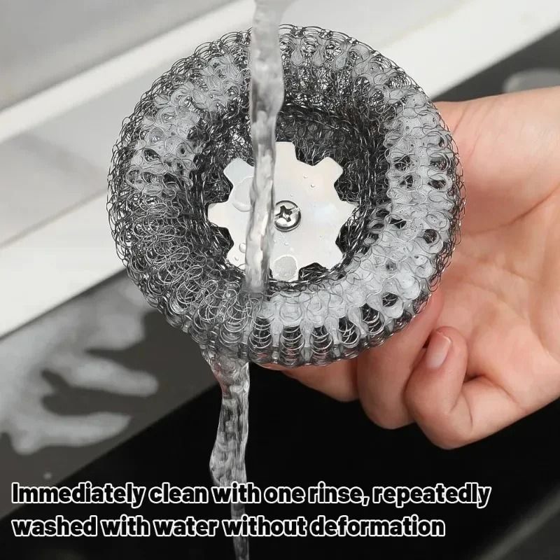 Stainless Steel Pot Brush Heavy Duty Metal Scrubber with Handle
