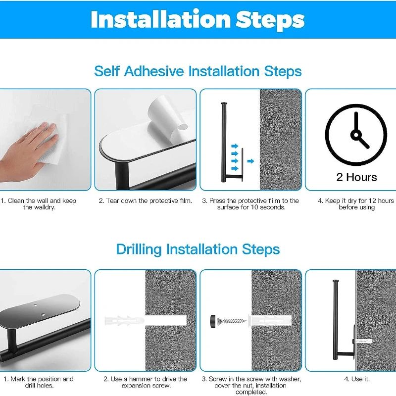 Stainless Steel Adhesive Toilet Paper Holder