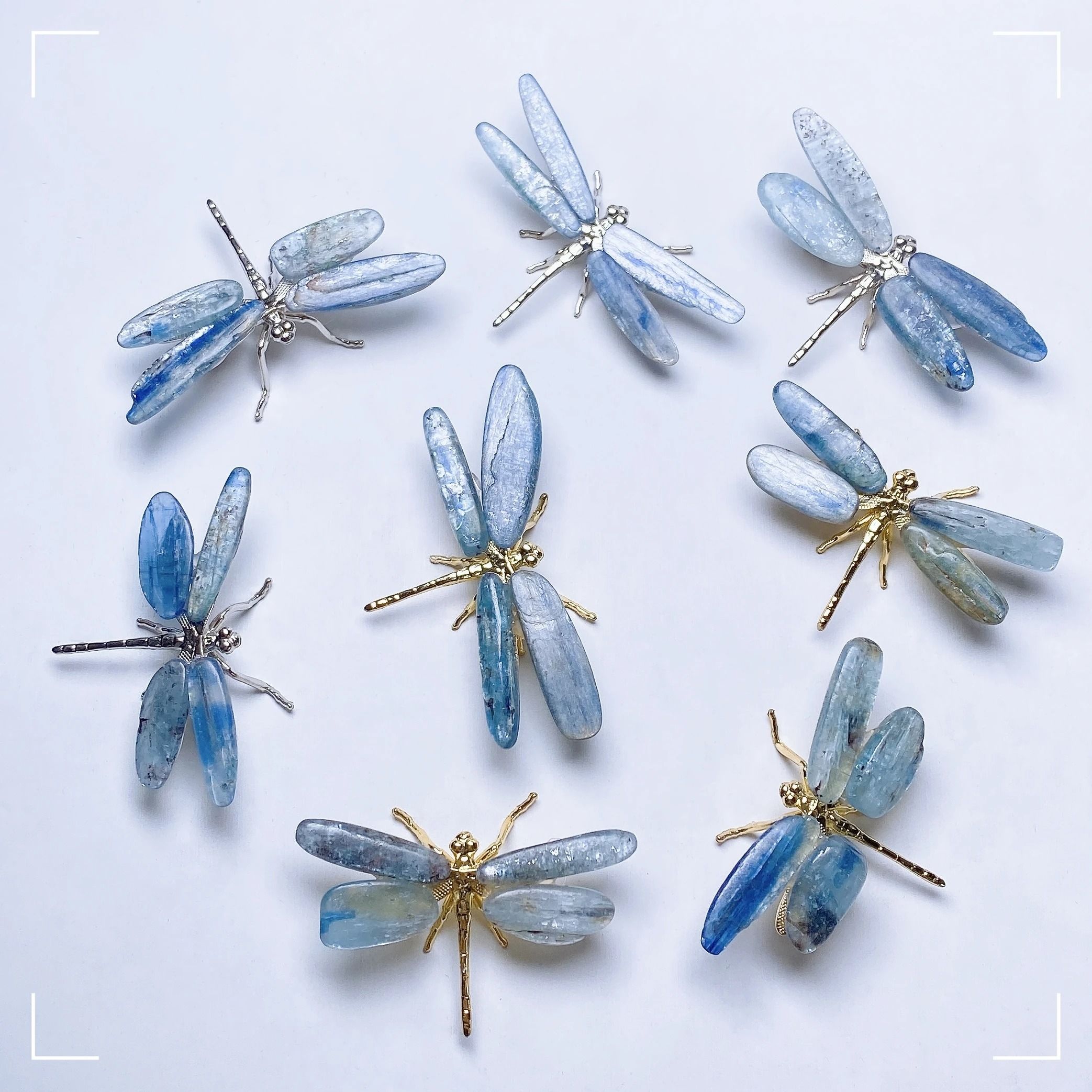 Kyanite Crystal Dragonfly Figurine Healing Butterfly Decor