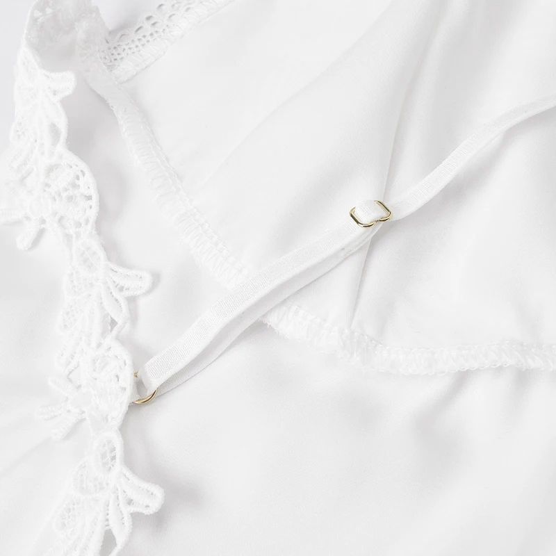 Women's Satin Lace Suspender Nightgown Sexy Mesh Silk Sleepwear Mid-Calf Loungewear Dress