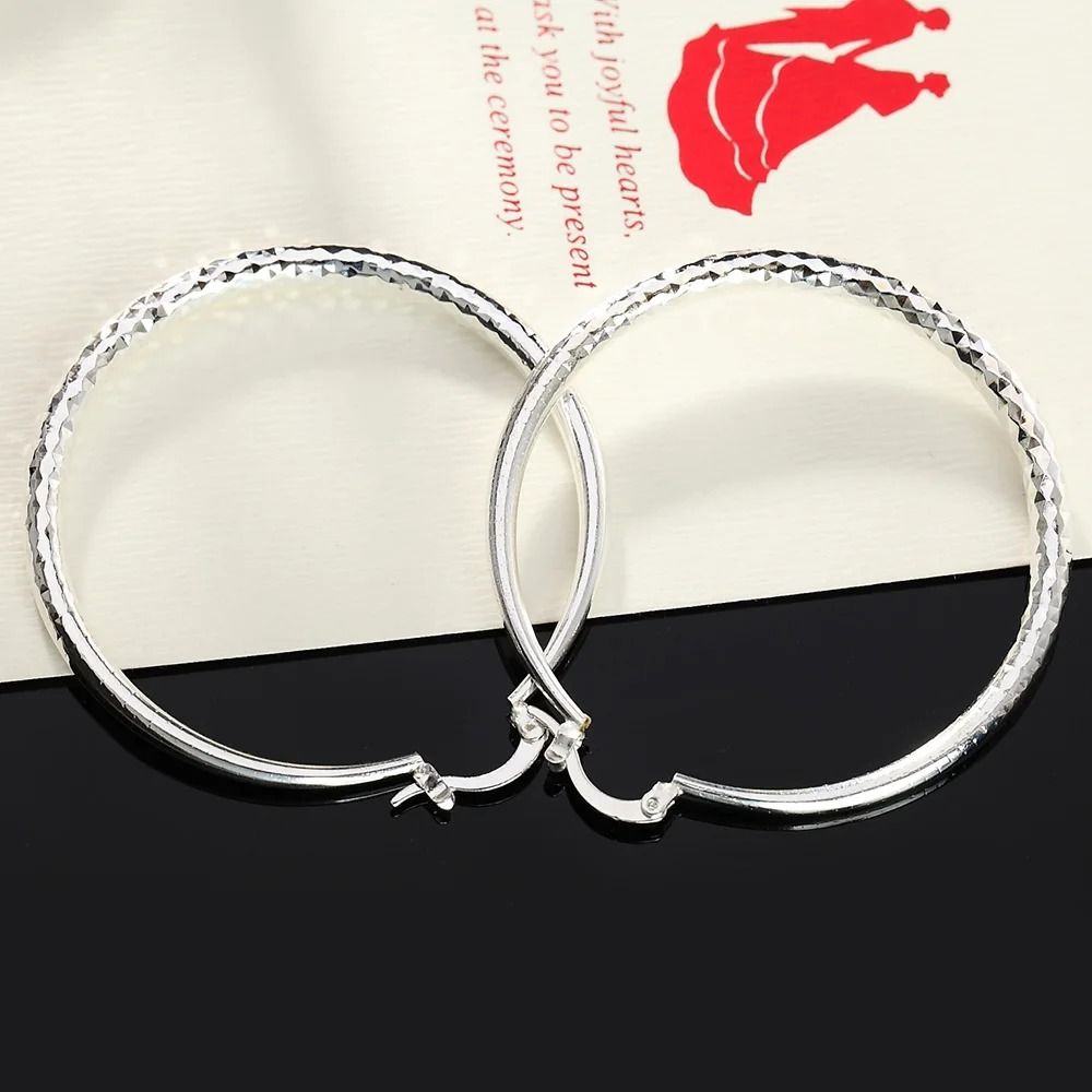 925 Sterling Silver 2 Inch Circle Hoop Earrings