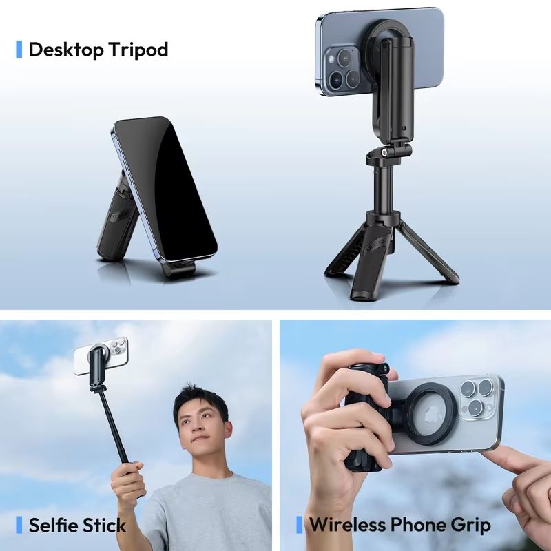 Ulanzi JJ03 Magnetic Phone Tripod – Wireless Grip, Selfie Stick & Desktop Tripod for iPhone 16, 15, 14, 13 Pro & Pro Max