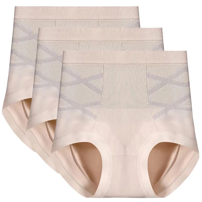 Womens High Waist Shaping Panties Seamless Breathable Slimming Underwear Three Piece Set