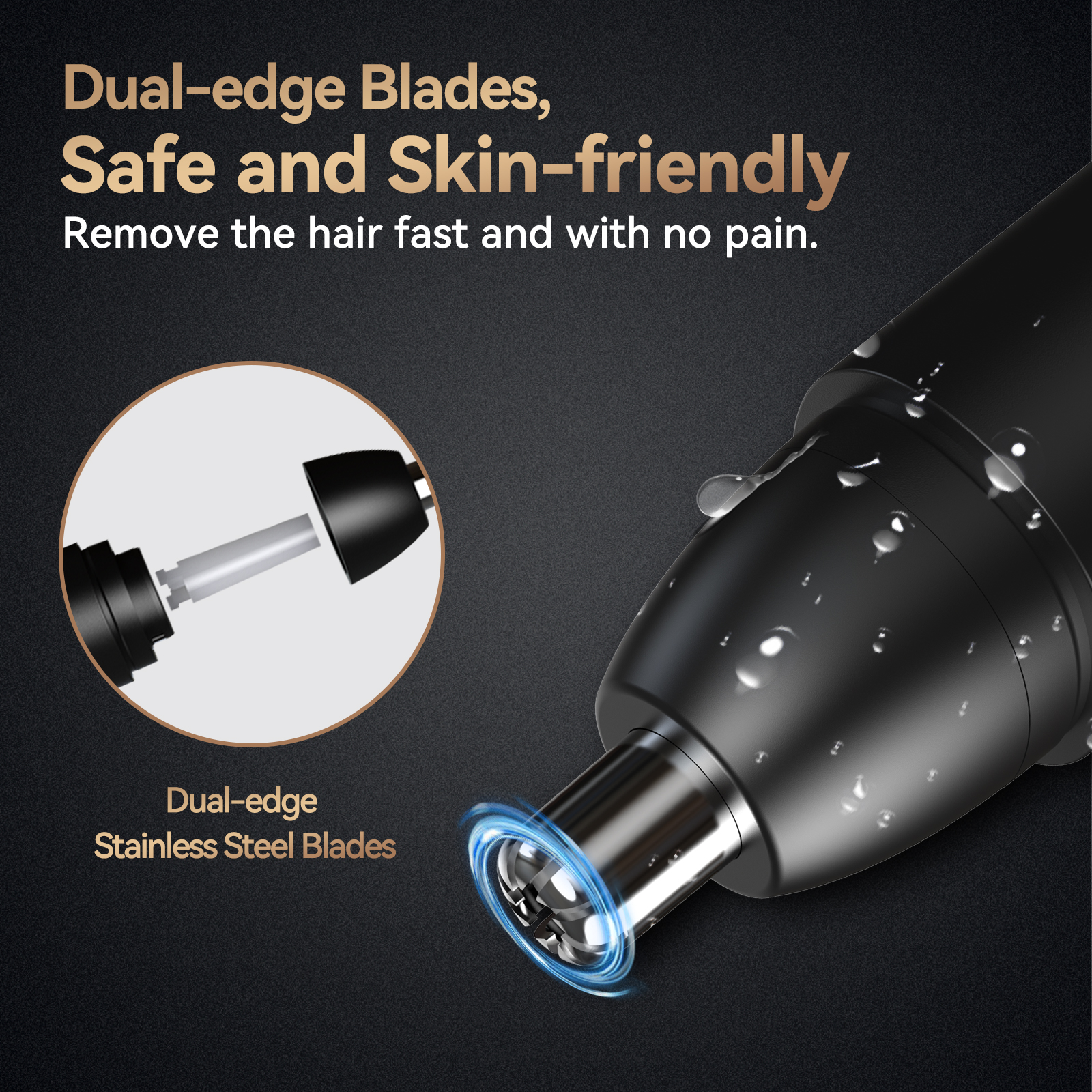 Rechargeable Nose Hair Trimmer for Men Painless, Safe, Rotating Dual Blade Shaver