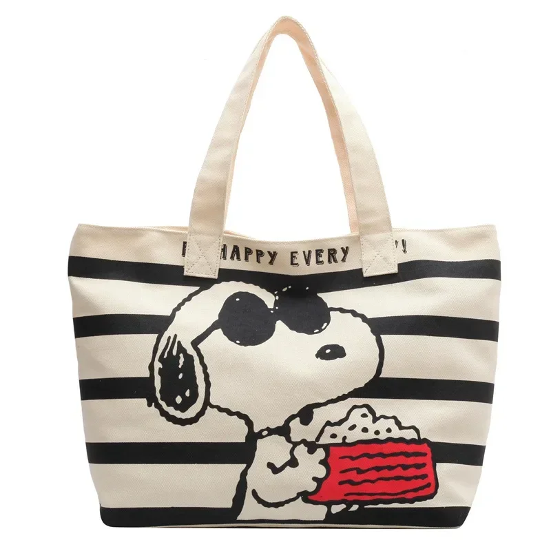 Snoopy Canvas Tote Bag Large Capacity Cute Cartoon School & Mommy Carryall