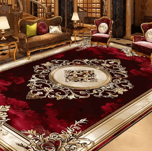 Vintage European Large Area Rug – Non-Slip Retro Living Room Carpet
