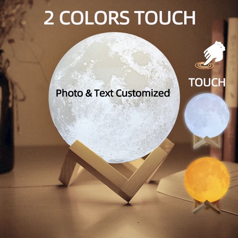 Custom 3D Printed Moon Lamp Personalized Photo Night Light Gift