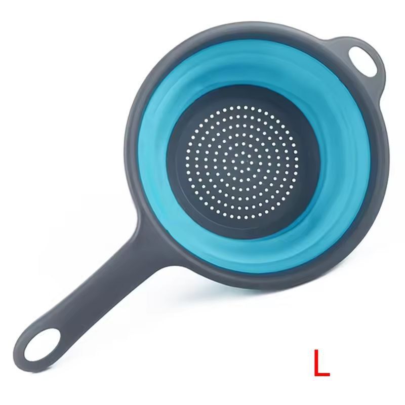 Silicone Collapsible Kitchen Colander – Space-Saving Pasta & Veggie Strainer with Handle