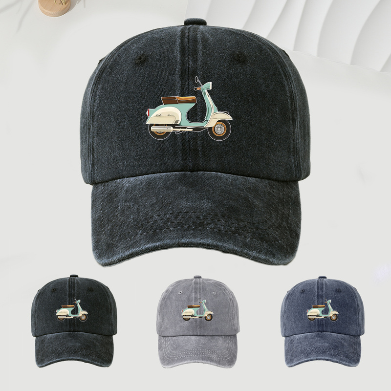 City Style Motorcycle Pattern Baseball Cap, Fashionable Travel and Sun Protection Hat, Simple Versatile Casual Wear