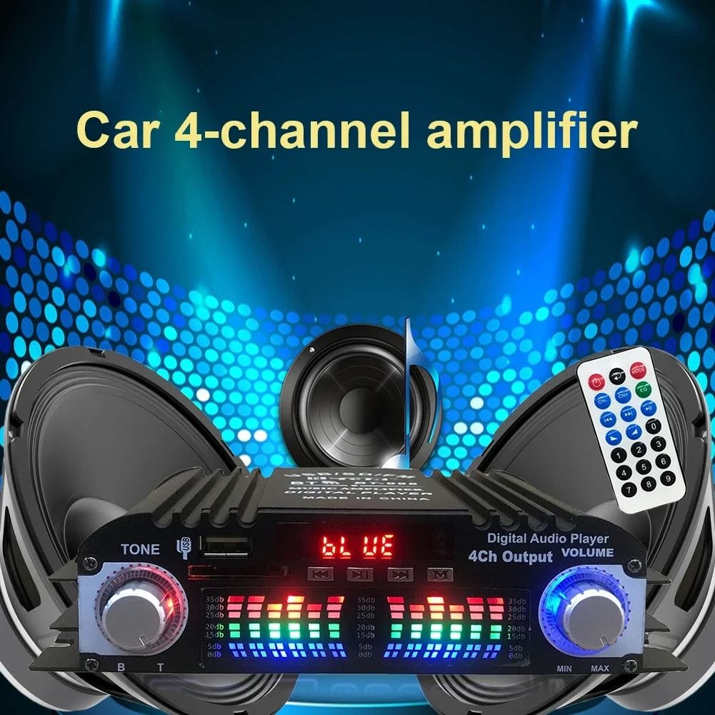 Bluetooth HiFi Power Amplifier 4 Channel Digital Audio Amplifier With FM And Remote