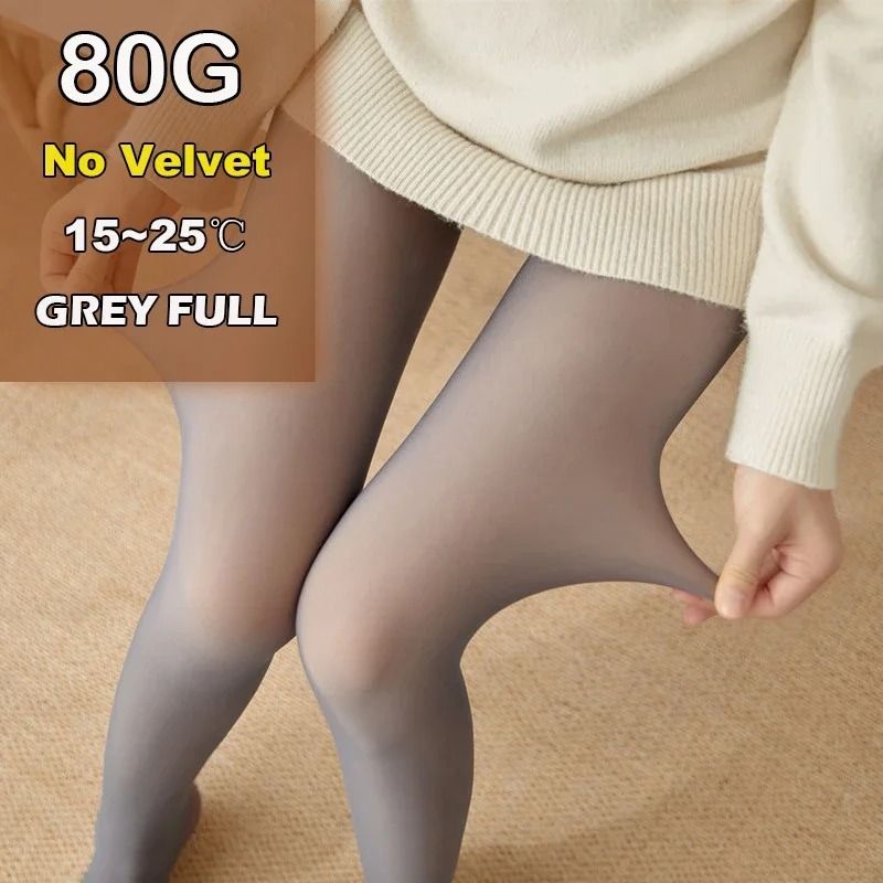 Women Thermal Leggings Fleece Lined Tights High Waist Fake Translucent Pantyhose