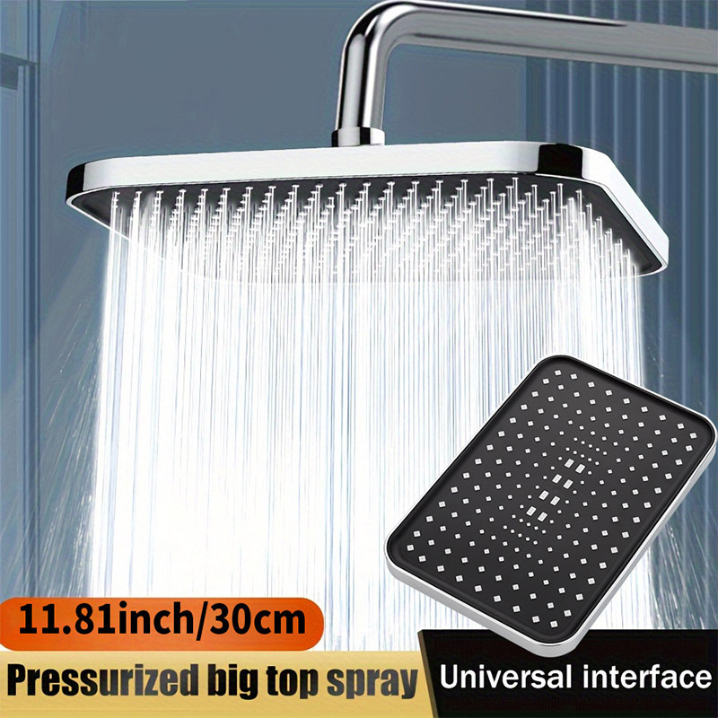 Adjustable Pressurized Shower Head, Large Panel Top Spray Universal Bathroom Set