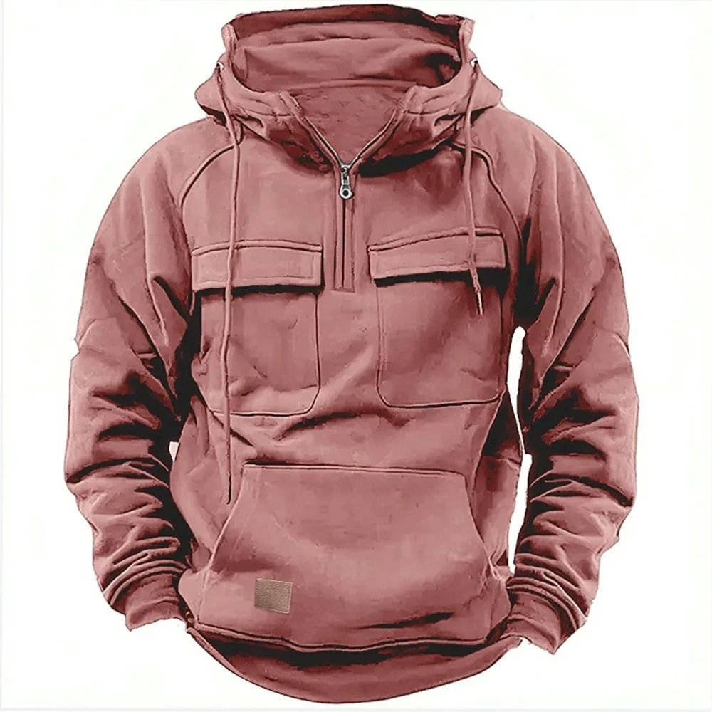 Autumn Winter Mens Casual Hoodie with Multi Pocket Design