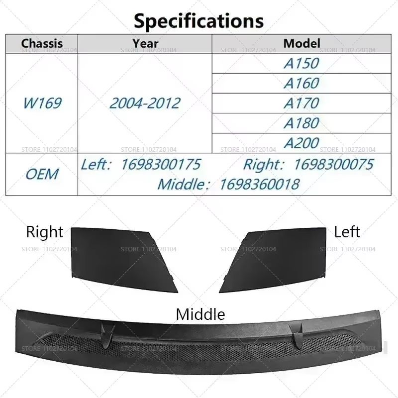 Front Hood Vent Grille Cover for Mercedes Benz A-Class W169 (2004–2012) – OEM Replacement