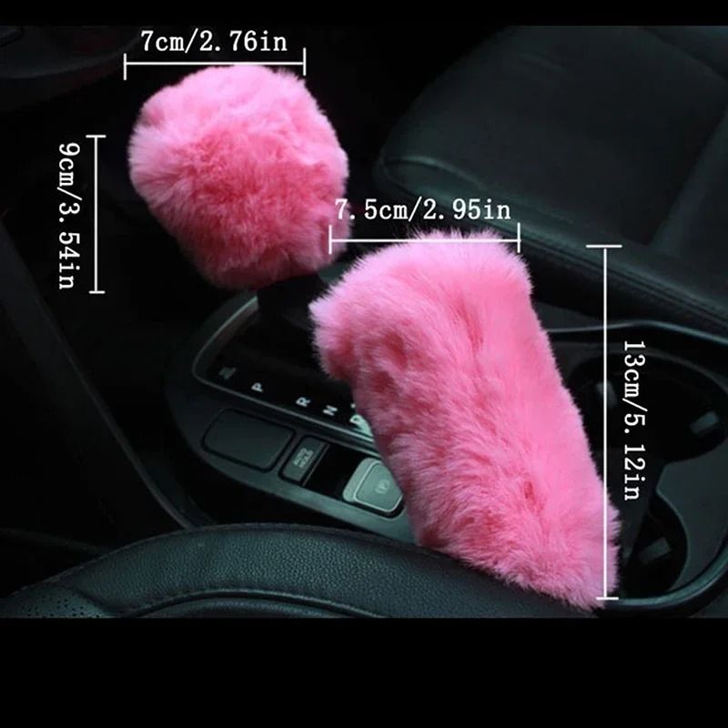 Plush Super Thick Steering Wheel Handbrake And Gearshift Cover Set