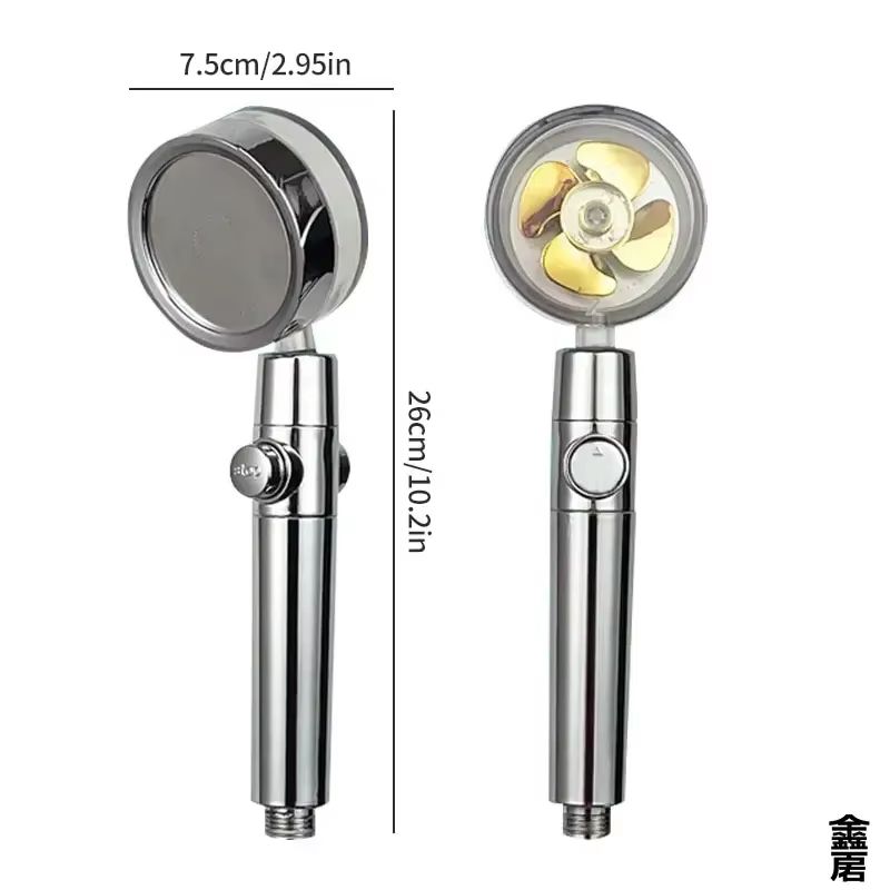 Pressurized 360° Rotating Turbo Shower Head with Water-Saving Propeller Flow