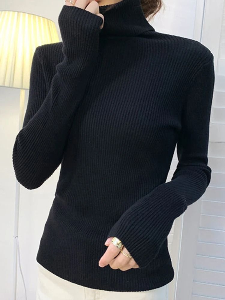 Women Fall Turtleneck Sweater Knitted Soft Pullover Cashmere Jumper