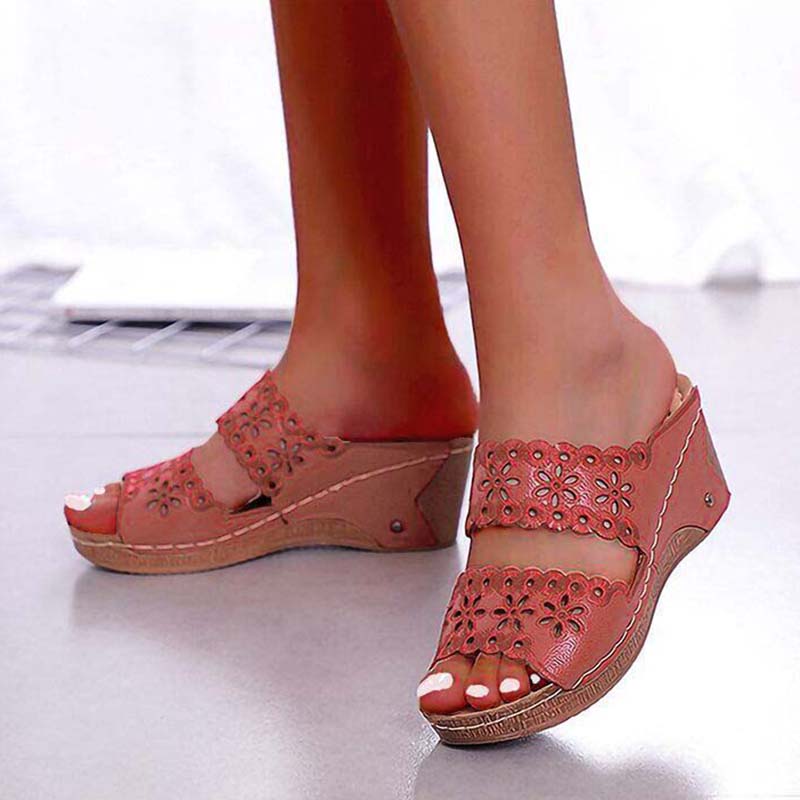 Stylish Summer Women Shoes Sandals, Non-Slip Slip On Wedge Sandals, Retro Ladies Footwear & Casual Women Slippers