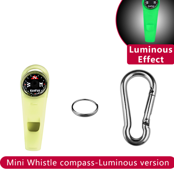Mini Whistle Compass with Stainless Steel Buckle  Luminous Diving Compass with Survival Whistle