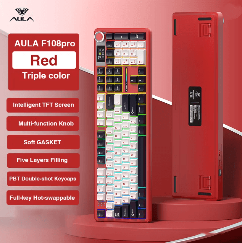 AULA F108 Pro Wireless Mechanical Keyboard with TFT Display