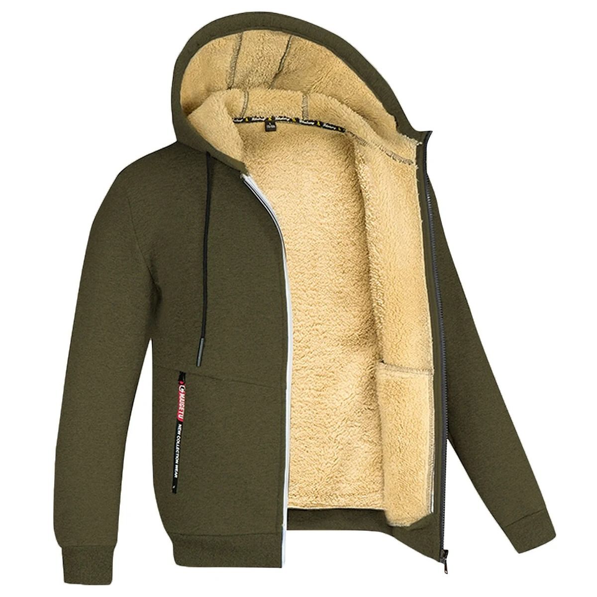 Mens Zip Up Fleece Hoodie Jacket Casual Winter Streetwear