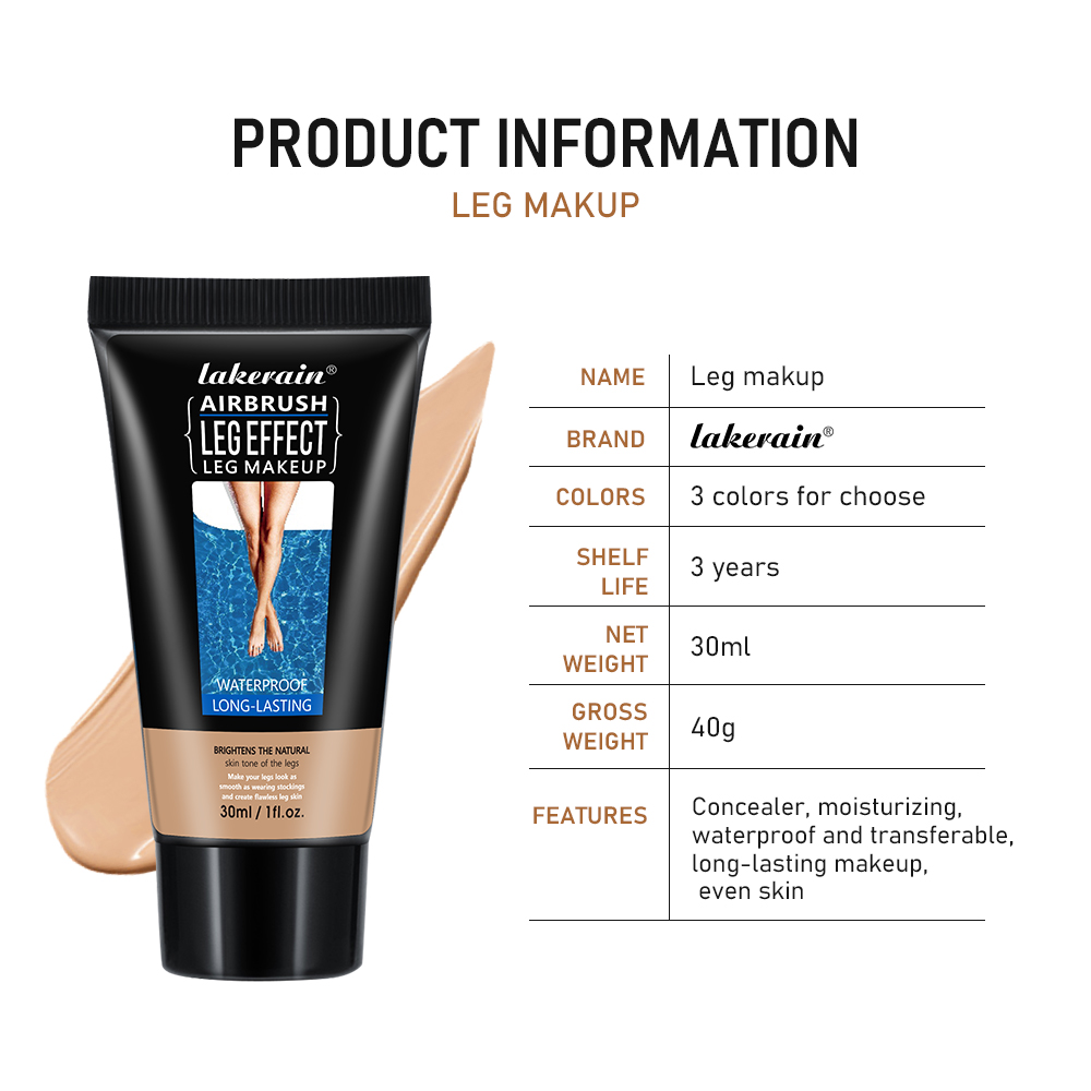 Leg Makeup Moisturizing Liquid Body Foundation, Even Skin Tone, Waterproof Blemish Cover, Fake Lotion Tan Cream