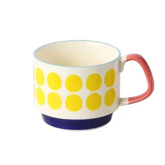 Japanese Flower Retro Ceramic Mug Set 300ml Stylish Drinkware