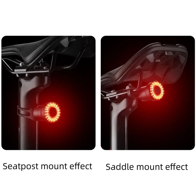 Smart Bike Tail Light Waterproof USB Rechargeable Rear Cycling Light