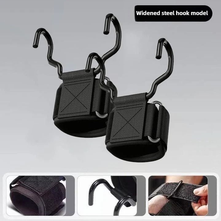 Heavy-Duty Weight Lifting Hook Grips with Integrated Wrist Wraps