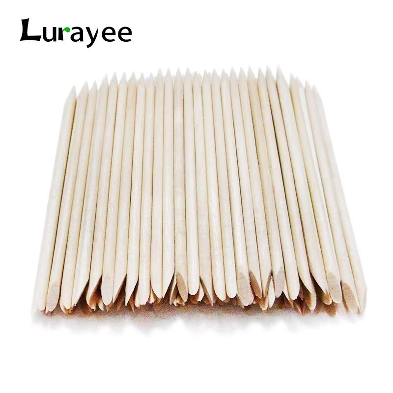 Lurayee Wooden Nail Cuticle Pusher and Orange Wood Stick Set for Nail Care and Art