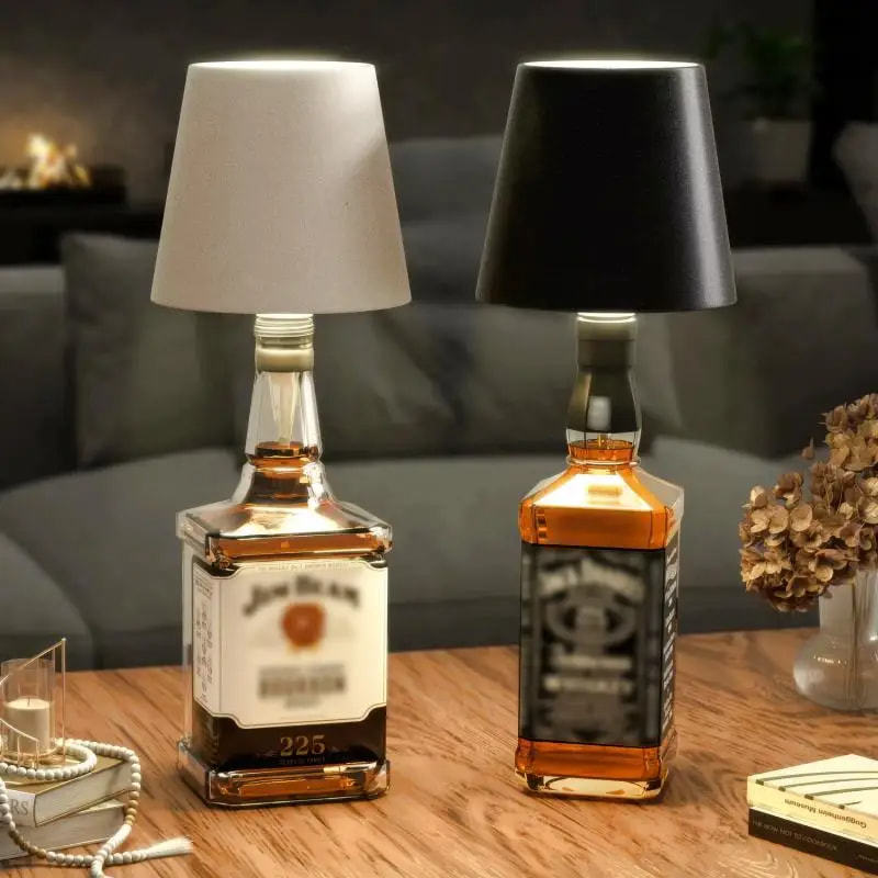 Portable Rechargeable LED Bottle Lamp, Creative RGB Headlight, Dimmable for Bar, Restaurant, Camping Decor