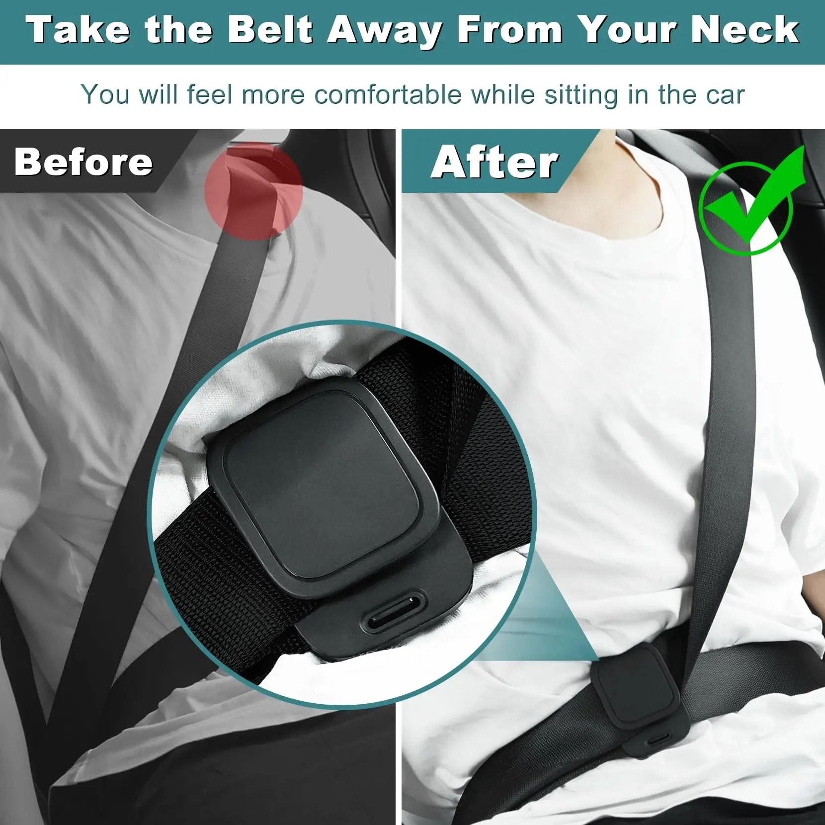 Car Seat Belt Adjustable Stopper Clip Set 2 Pieces