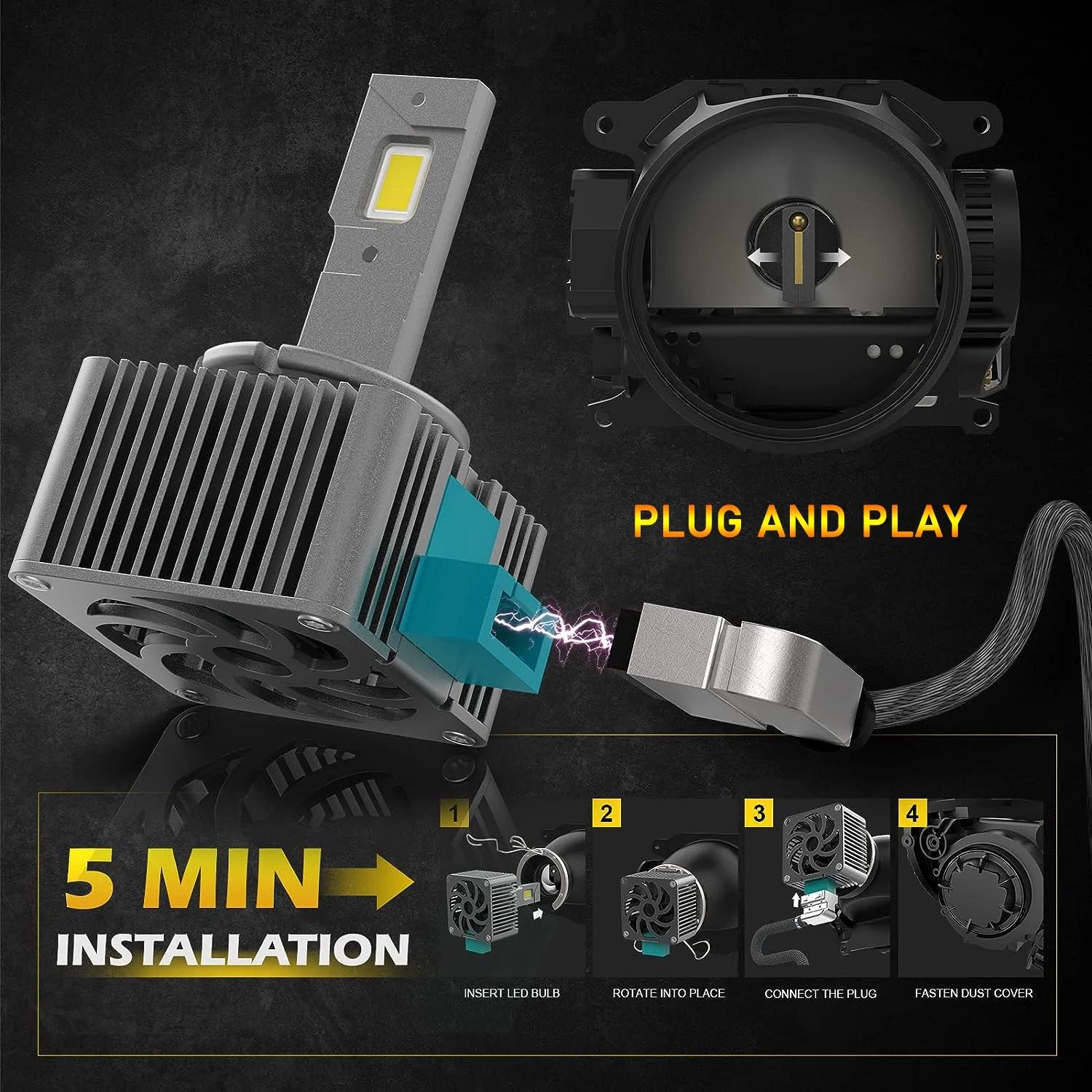 D Series LED Car Headlight Bulbs Plug and Play Conversion Kit