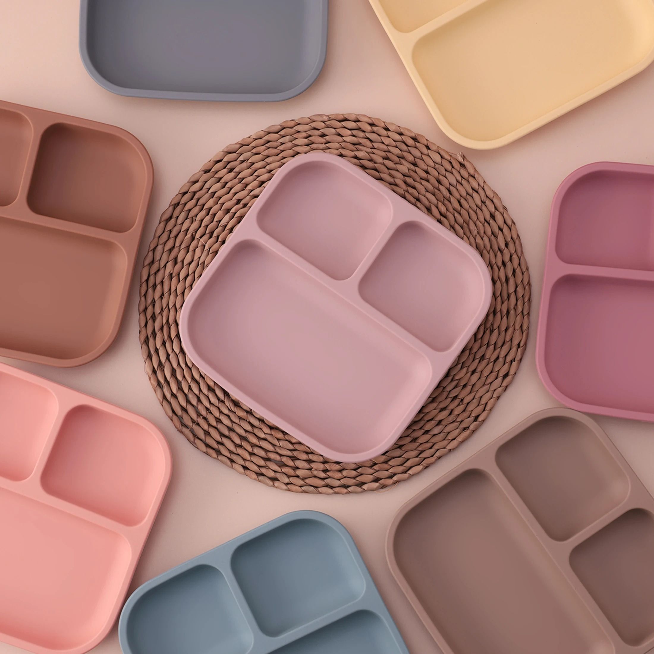 Divided Square Kids Silicone Suction Plate