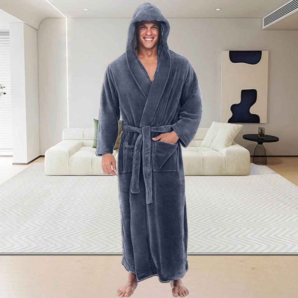 Men's Hooded Bathrobe for Warm After Shower Comfort and Everyday Home Lounging