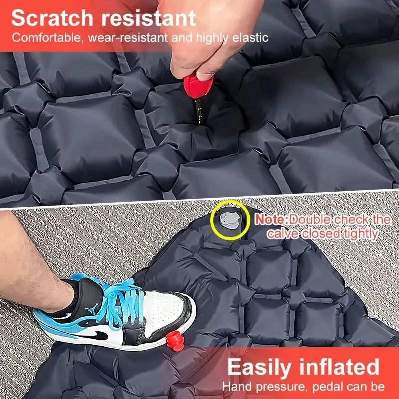 Ultralight Outdoor Camping Air Mattress – Portable Inflatable Sleeping Pad with Built-in Pump & Pillow