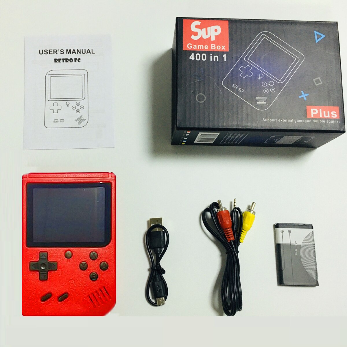 Small Game Console with Hundreds of Games, Kids Retro Handheld, TV Output, Durable Resin Design for On-the-Go Fun